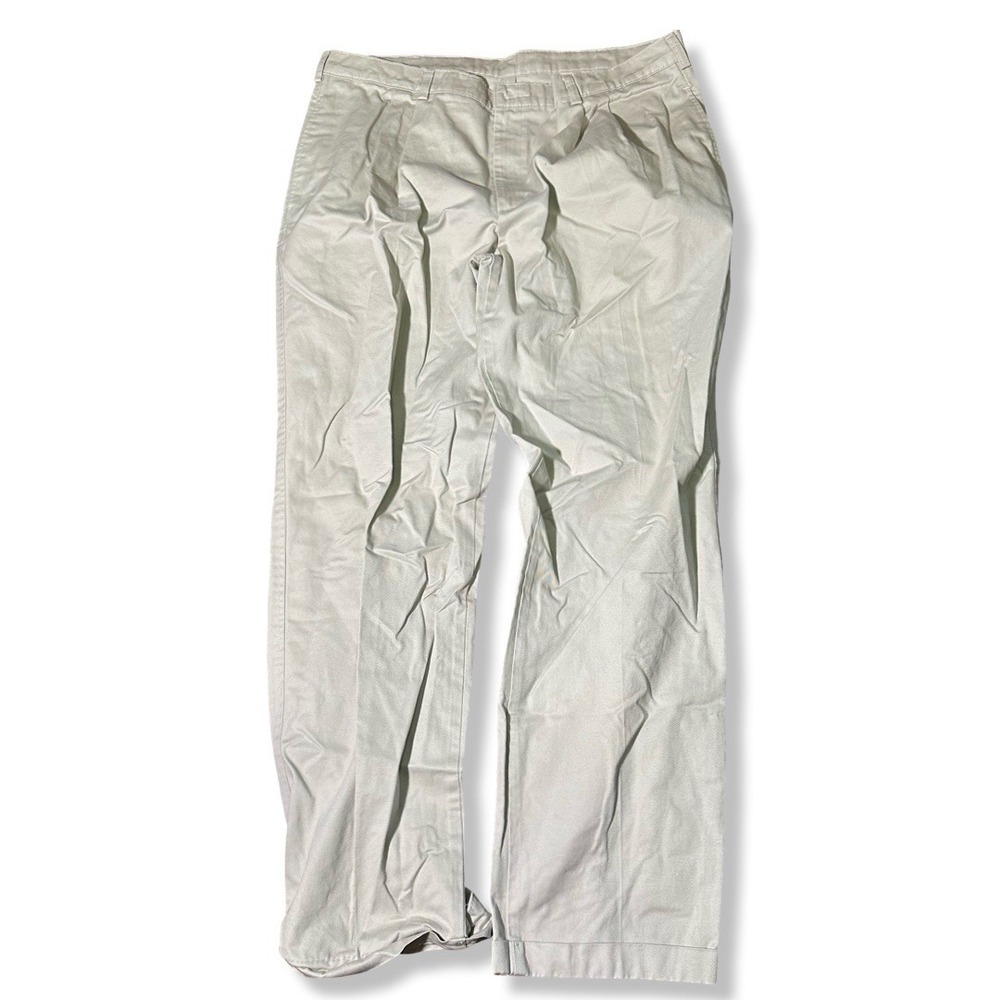 Vintage Duxbak Made USA Khaki Pleated Chino Pants 38x32 Straight Leg Workwear